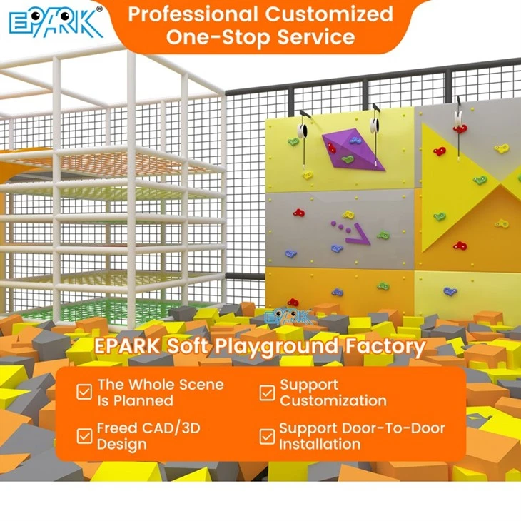 372m² Indoor Adventure Trampoline Park with Zip-Line & Climb Wall high quality